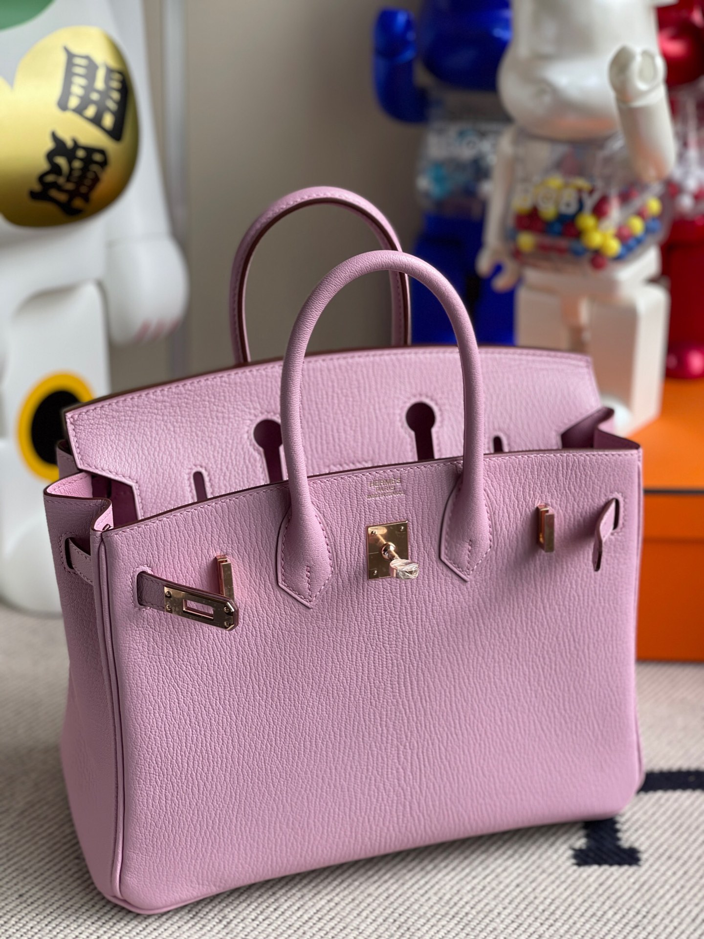 에르메스 버킨백25 핑크퍼플 로즈골드 염소가죽